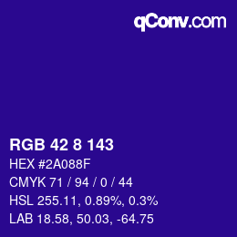 Color code: RGB 42 8 143 | qconv.com