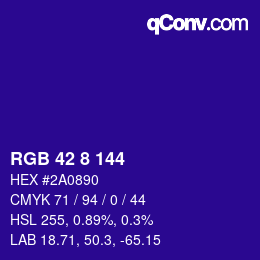 カラーコード: RGB 42 8 144 | qconv.com