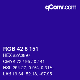 Color code: RGB 42 8 151 | qconv.com