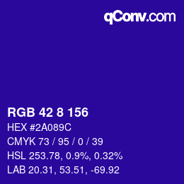 Color code: RGB 42 8 156 | qconv.com