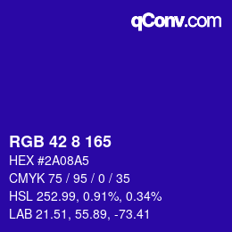 カラーコード: RGB 42 8 165 | qconv.com