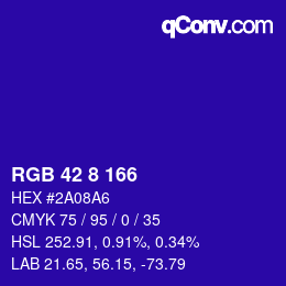 Code couleur: RGB 42 8 166 | qconv.com