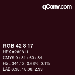 Color code: RGB 42 8 17 | qconv.com