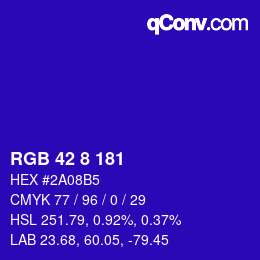 Color code: RGB 42 8 181 | qconv.com