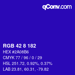 Color code: RGB 42 8 182 | qconv.com