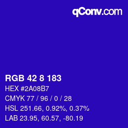 カラーコード: RGB 42 8 183 | qconv.com