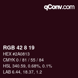 Color code: RGB 42 8 19 | qconv.com