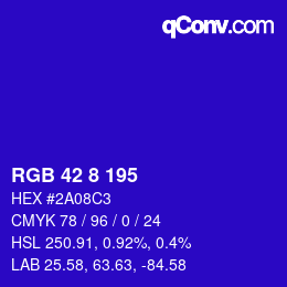 Color code: RGB 42 8 195 | qconv.com