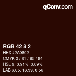 カラーコード: RGB 42 8 2 | qconv.com