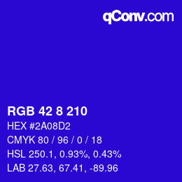 Color code: RGB 42 8 210 | qconv.com