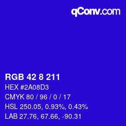 Color code: RGB 42 8 211 | qconv.com