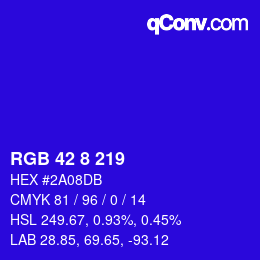 Color code: RGB 42 8 219 | qconv.com