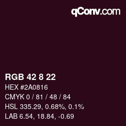 カラーコード: RGB 42 8 22 | qconv.com