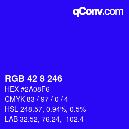 Color code: RGB 42 8 246 | qconv.com