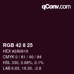 カラーコード: RGB 42 8 25 | qconv.com