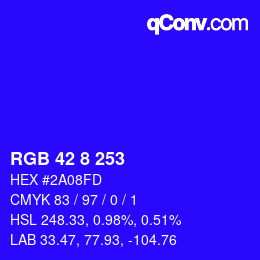 Color code: RGB 42 8 253 | qconv.com