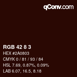 カラーコード: RGB 42 8 3 | qconv.com