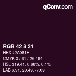 Color code: RGB 42 8 31 | qconv.com