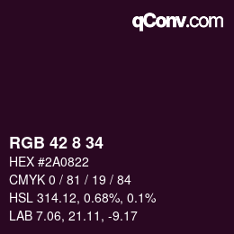 Color code: RGB 42 8 34 | qconv.com