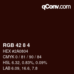 カラーコード: RGB 42 8 4 | qconv.com