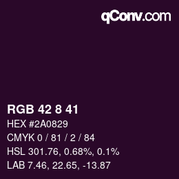 Color code: RGB 42 8 41 | qconv.com