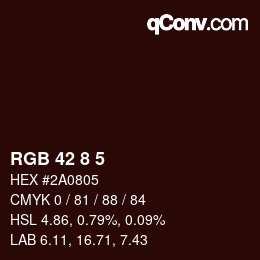 カラーコード: RGB 42 8 5 | qconv.com