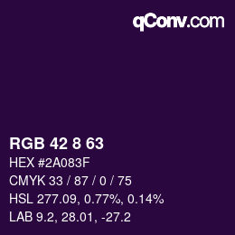 Color code: RGB 42 8 63 | qconv.com