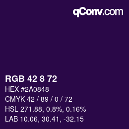 Color code: RGB 42 8 72 | qconv.com