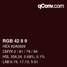 カラーコード: RGB 42 8 9 | qconv.com