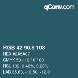 Color code: RGB 42 90.8 103 | qconv.com