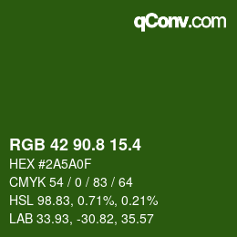 カラーコード: RGB 42 90.8 15.4 | qconv.com