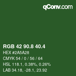 カラーコード: RGB 42 90.8 40.4 | qconv.com