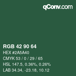 Color code: RGB 42 90 64 | qconv.com