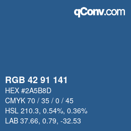 Color code: RGB 42 91 141 | qconv.com
