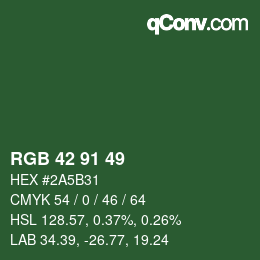Color code: RGB 42 91 49 | qconv.com