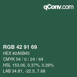 Color code: RGB 42 91 69 | qconv.com