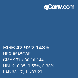 カラーコード: RGB 42 92.2 143.6 | qconv.com