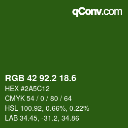 カラーコード: RGB 42 92.2 18.6 | qconv.com