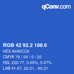 カラーコード: RGB 42 92.2 198.6 | qconv.com