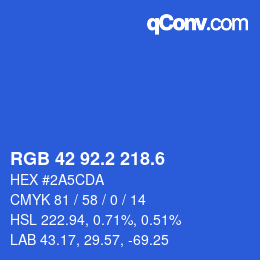 カラーコード: RGB 42 92.2 218.6 | qconv.com