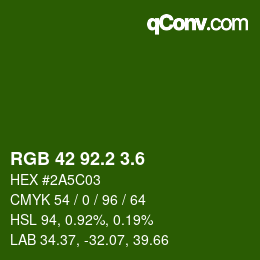 カラーコード: RGB 42 92.2 3.6 | qconv.com