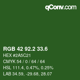 カラーコード: RGB 42 92.2 33.6 | qconv.com