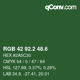 カラーコード: RGB 42 92.2 48.6 | qconv.com