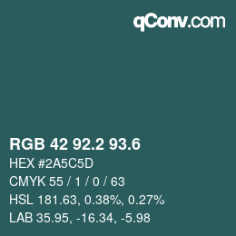 カラーコード: RGB 42 92.2 93.6 | qconv.com