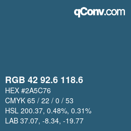 カラーコード: RGB 42 92.6 118.6 | qconv.com