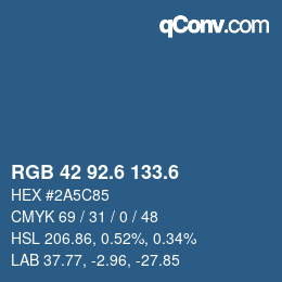 カラーコード: RGB 42 92.6 133.6 | qconv.com