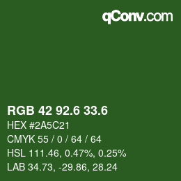 カラーコード: RGB 42 92.6 33.6 | qconv.com