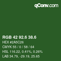カラーコード: RGB 42 92.6 38.6 | qconv.com