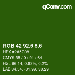 カラーコード: RGB 42 92.6 8.6 | qconv.com