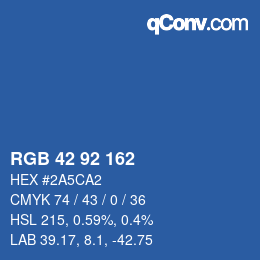 颜色代码: RGB 42 92 162 | qconv.com